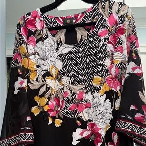 JM Collection Black Floral Blouse